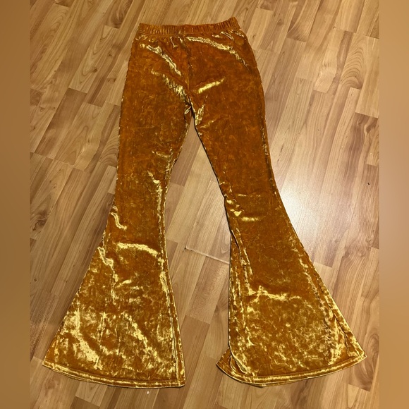🌺Daisy Del Sol Crushed Velvet Stretchy Pull On Bell Bottom/Flare Pants Sz S NWT - Picture 3 of 8